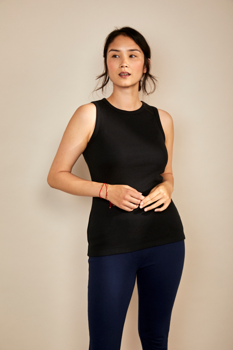 Bshirt Women's Rib Racer Vest in Black