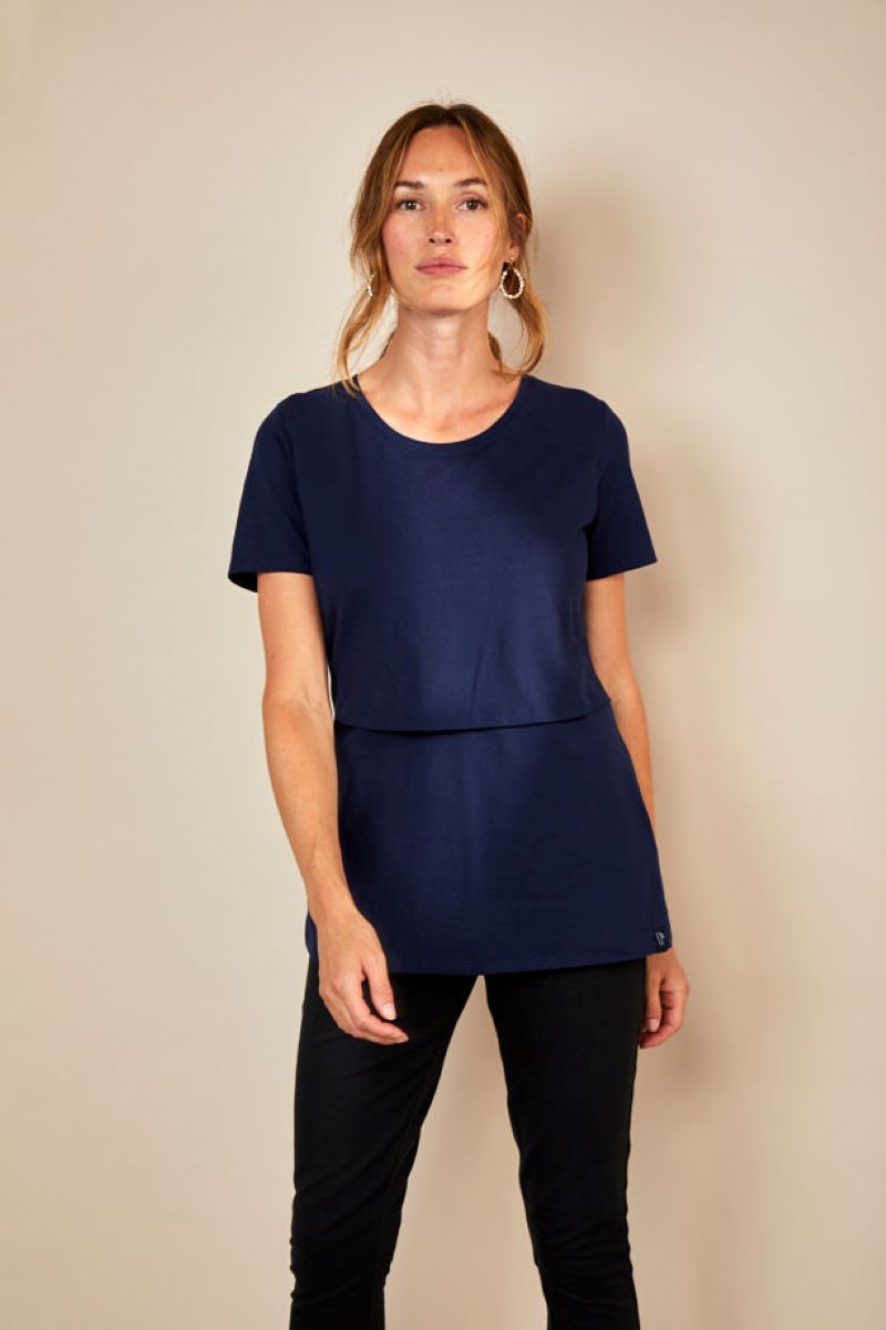 Bshirt Nursing Crew Neck T-shirt in Navy