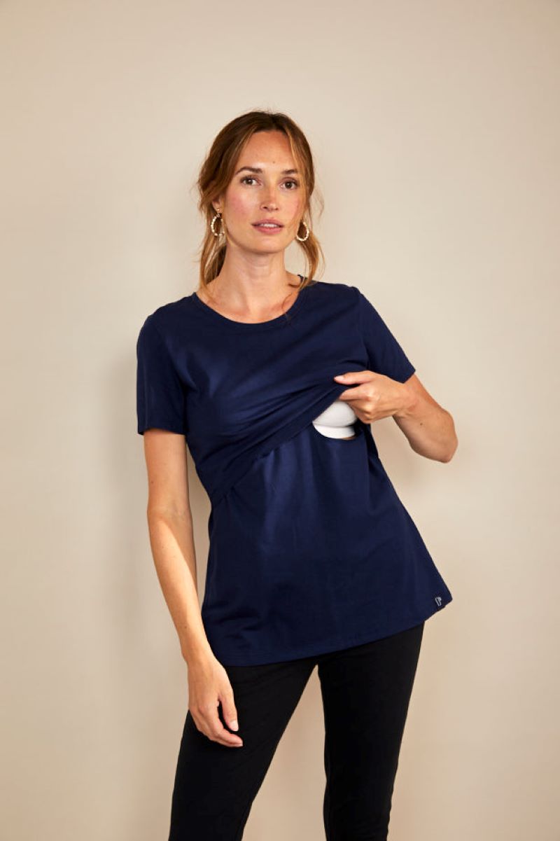 Bshirt Nursing Crew Neck T-shirt in Navy