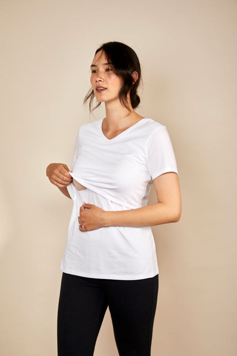 Bshirt Nursing V Neck T-shirt in White