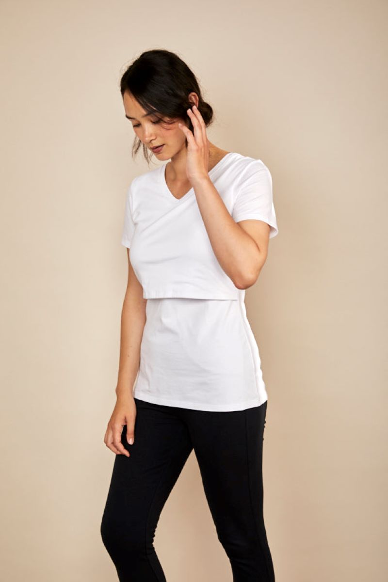 Bshirt Nursing V Neck T-shirt in White