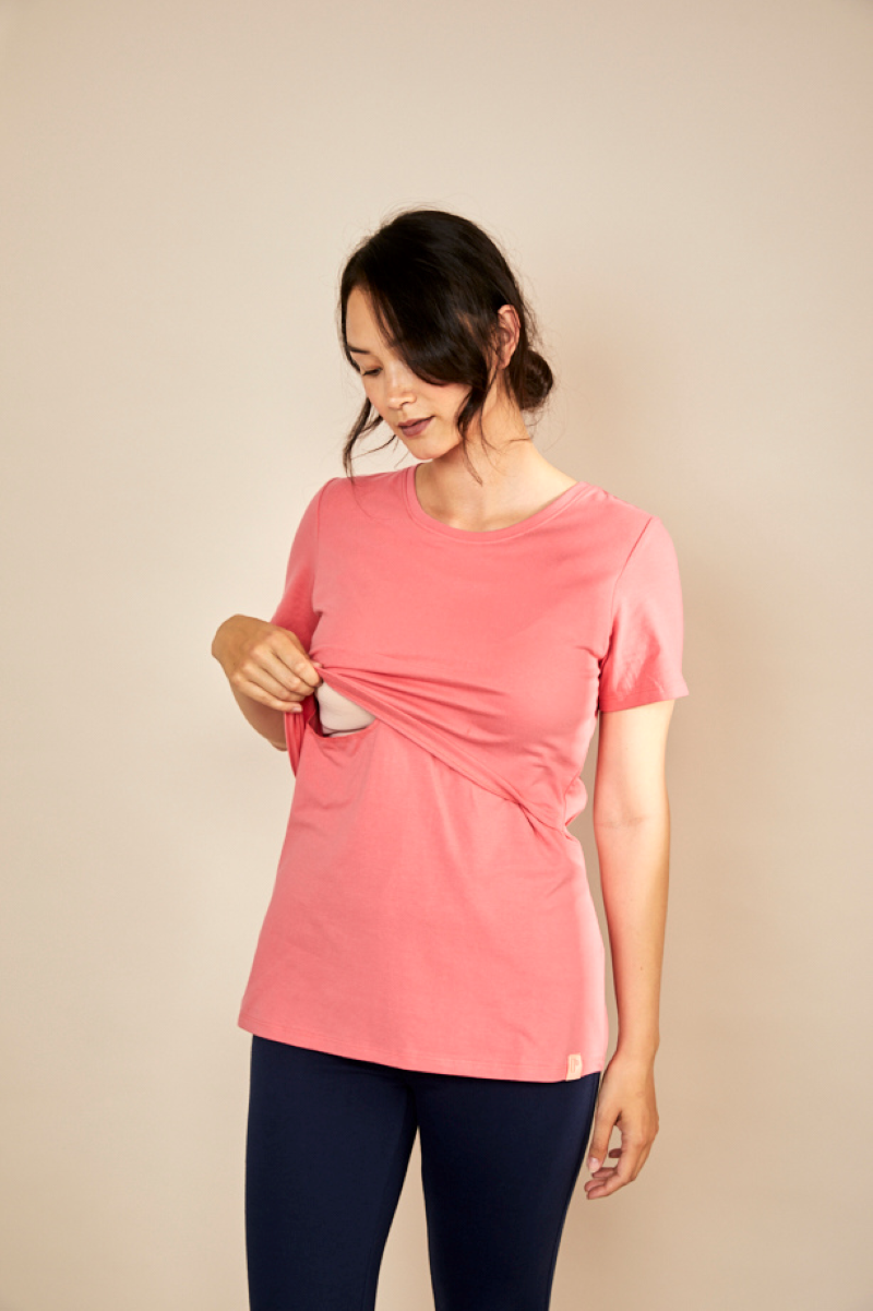 Bshirt Nursing Crew Neck T-shirt in Rose