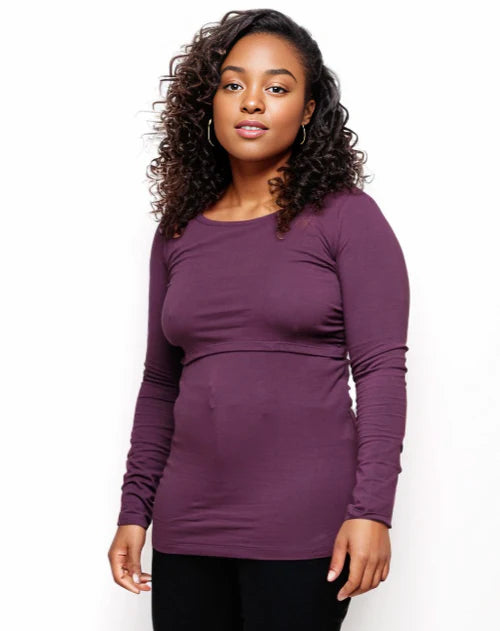 Bshirt Nursing Long Sleeve T-shirt in Plum