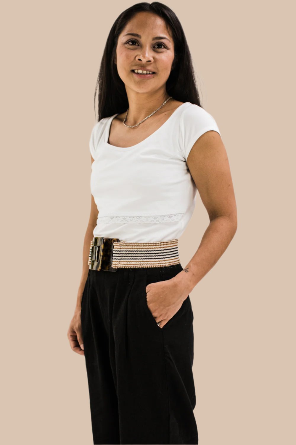 Bshirt Nursing Short Sleeve T-shirt (with lace) in White