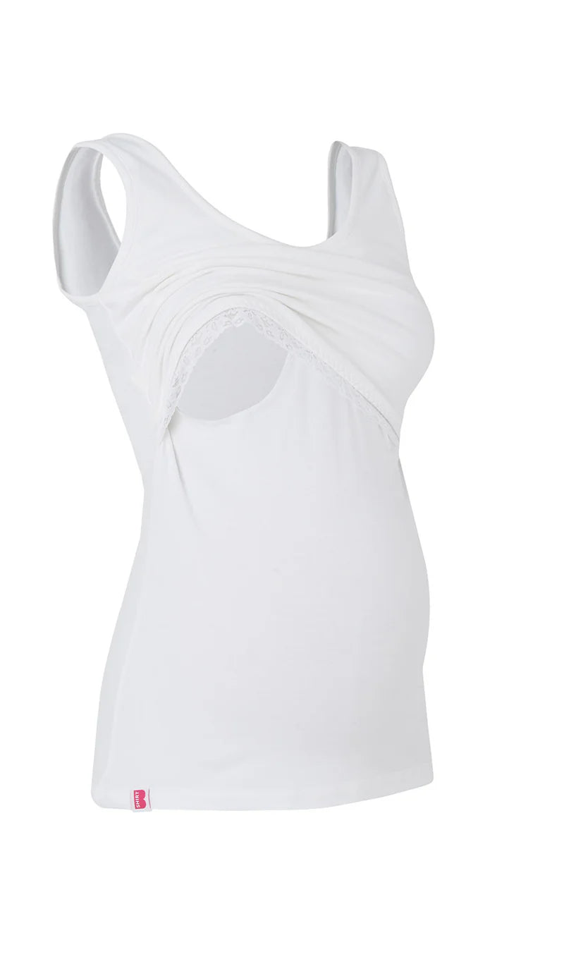 Bshirt Nursing Vest (with lace) in White