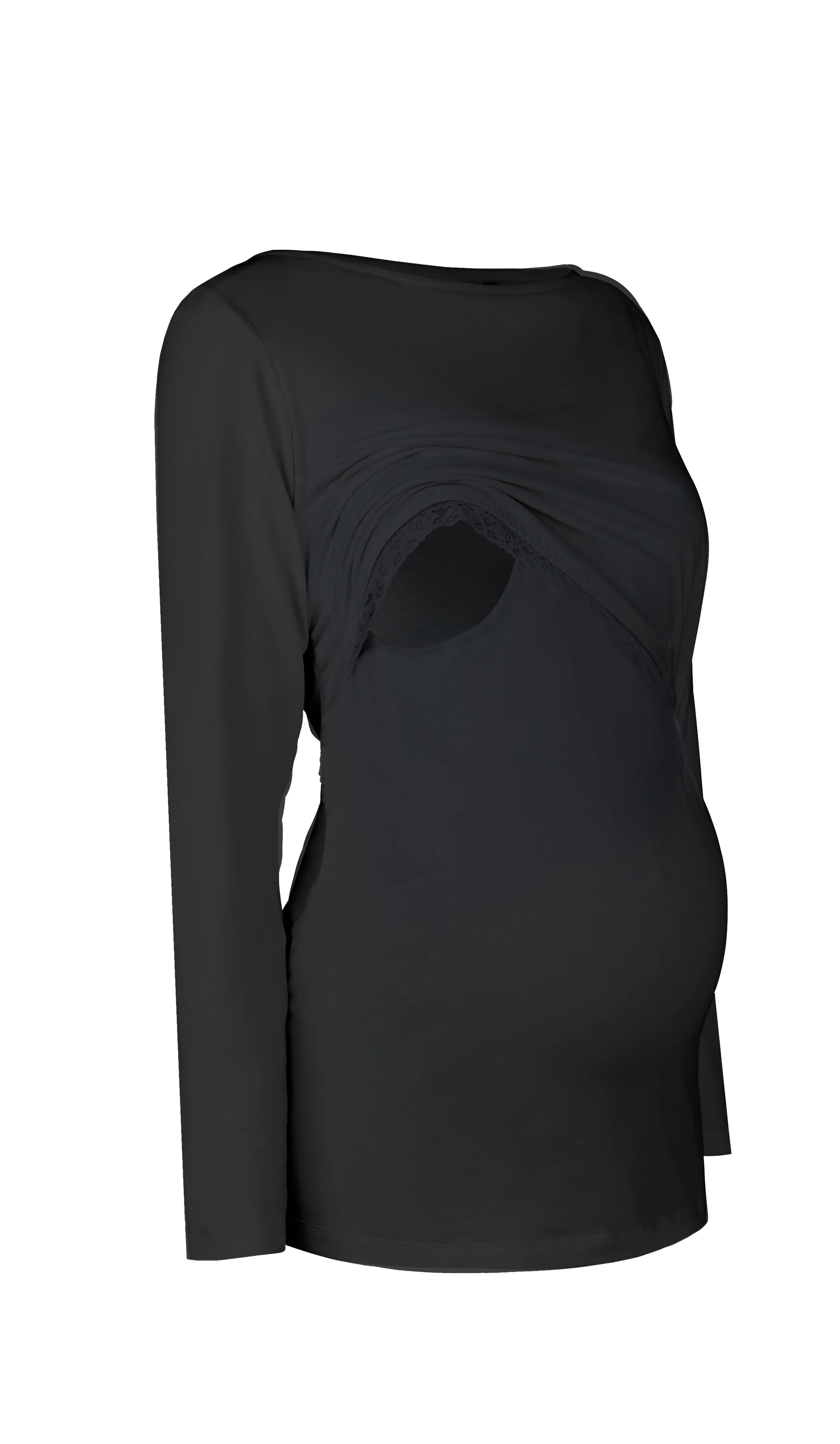 Bshirt Nursing Long Sleeve Top (with lace) in Black